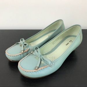 NEW Teal Leather Kitten Heels